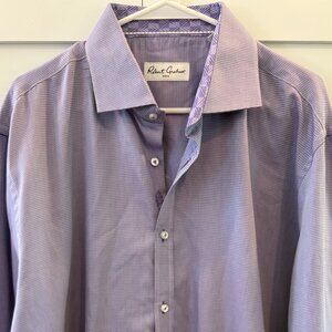 Men's Robert Graham Shirt, Purple, Size 46/18, 100% Cotton